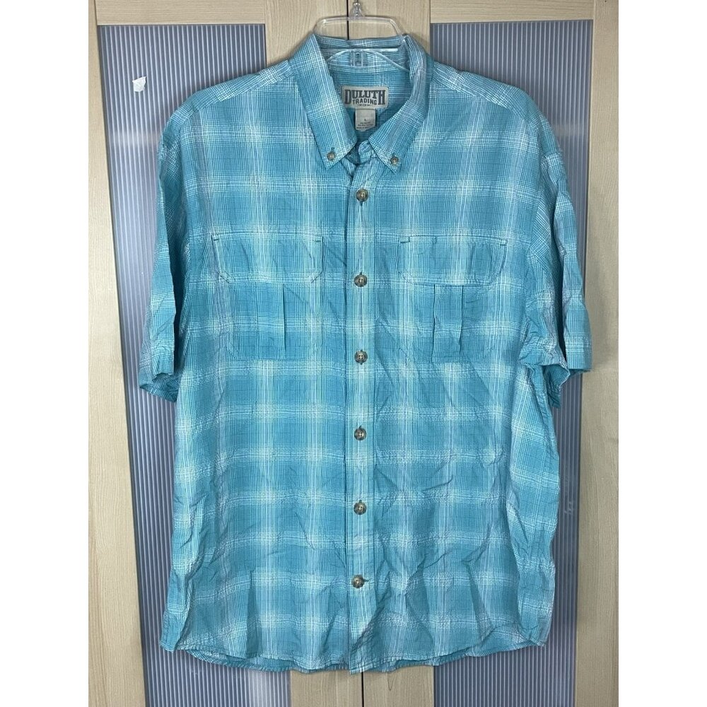 Duluth Trading Shirt Mens‎ Sz L Relaxed Plaid Short Sleeve Outdoor Hiking Casual